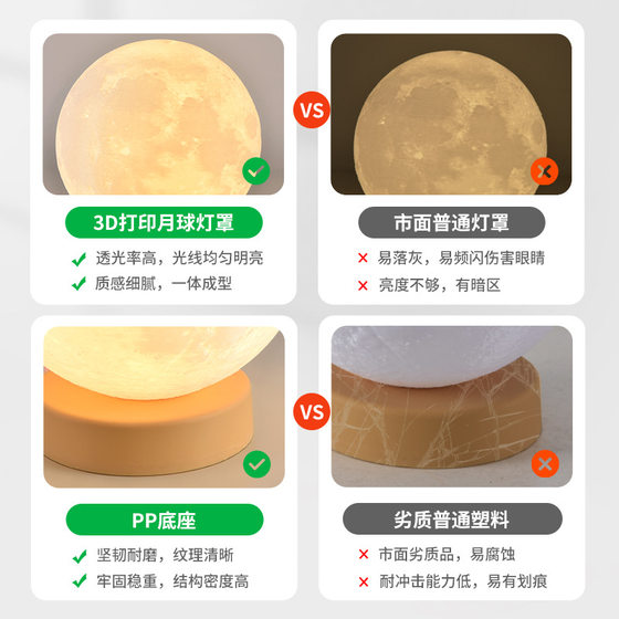 [Yan Selected] Moon Decorative Table Lamp Girl Creative Gift Atmosphere Lamp Romantic Bedroom Warm Charging Nightlight