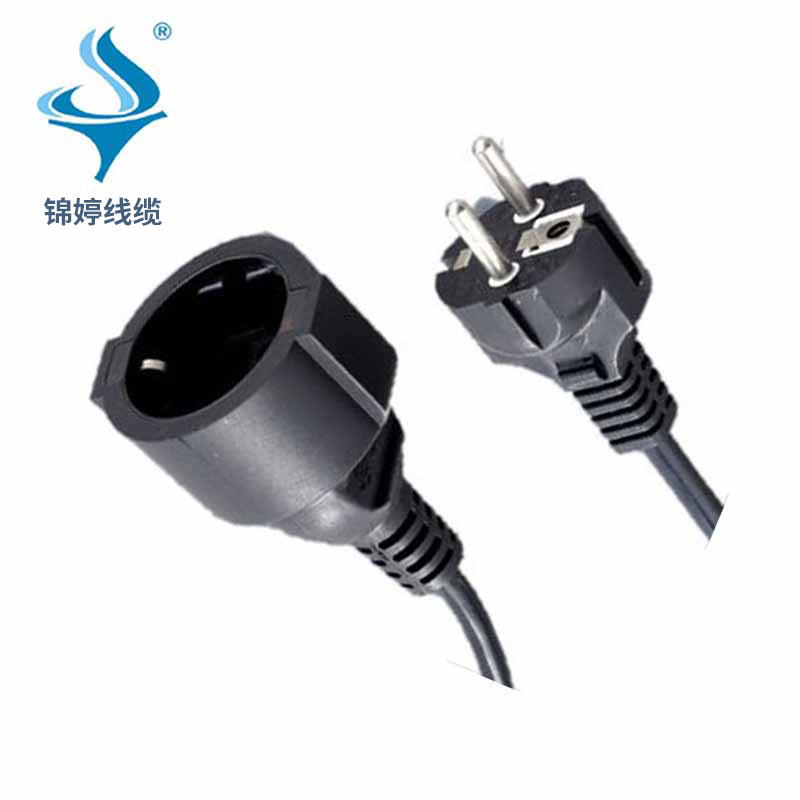 NF认证法式两极电源延长线插头 两极公母对插法式插头