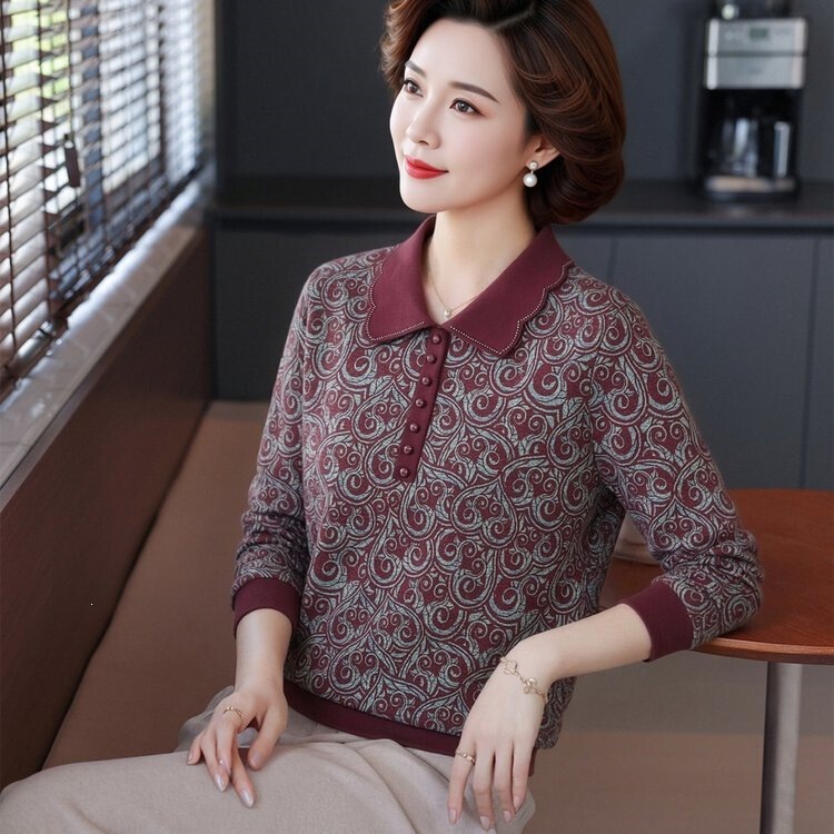 Young and youthful-looking knitwear for moms, new spring and autumn styles, plus-size, loose-fitting sweaters and base layers for middle-aged and elderly women Young and youthful-looking knitwear for moms, new spring and autumn styles, plus-size, loose-fitting sweaters and base layers for middle-aged and elderly women