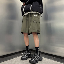 军绿色cityboy日系工装短裤男夏天外穿美式机能直筒阔腿五分马裤