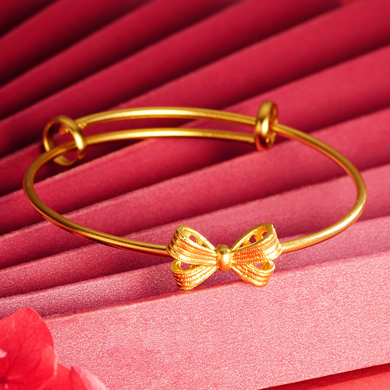 Pulsera de arco de mariposa dibujo ajuste de oro de arena vietnamita no desvanecerse universal dulce oro chapado latón Yiwu joyerías suministro