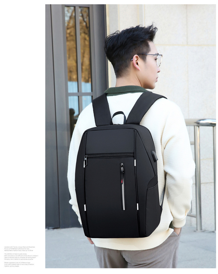 Men's Polyester Solid Color Fashion Square Zipper Functional Backpack display picture 3