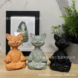 跨境新款Happy Buddha Cat佛系快乐猫咪家居禅意摆件创意礼物-阿里巴巴