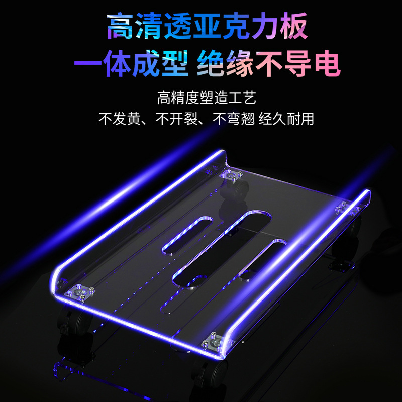 アクリルコンピュータホストトレイデスクトップシャーシトレイU字型透明ベースホイール付きカスタマイズラック卸売|undefined