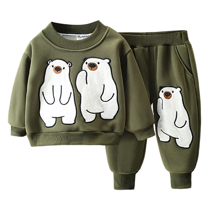 6367 Traje de suéter de terciopelo para niños y niños 2025 otoño e invierno nuevo estilo bebé invierno traje de dos piezas de terciopelo