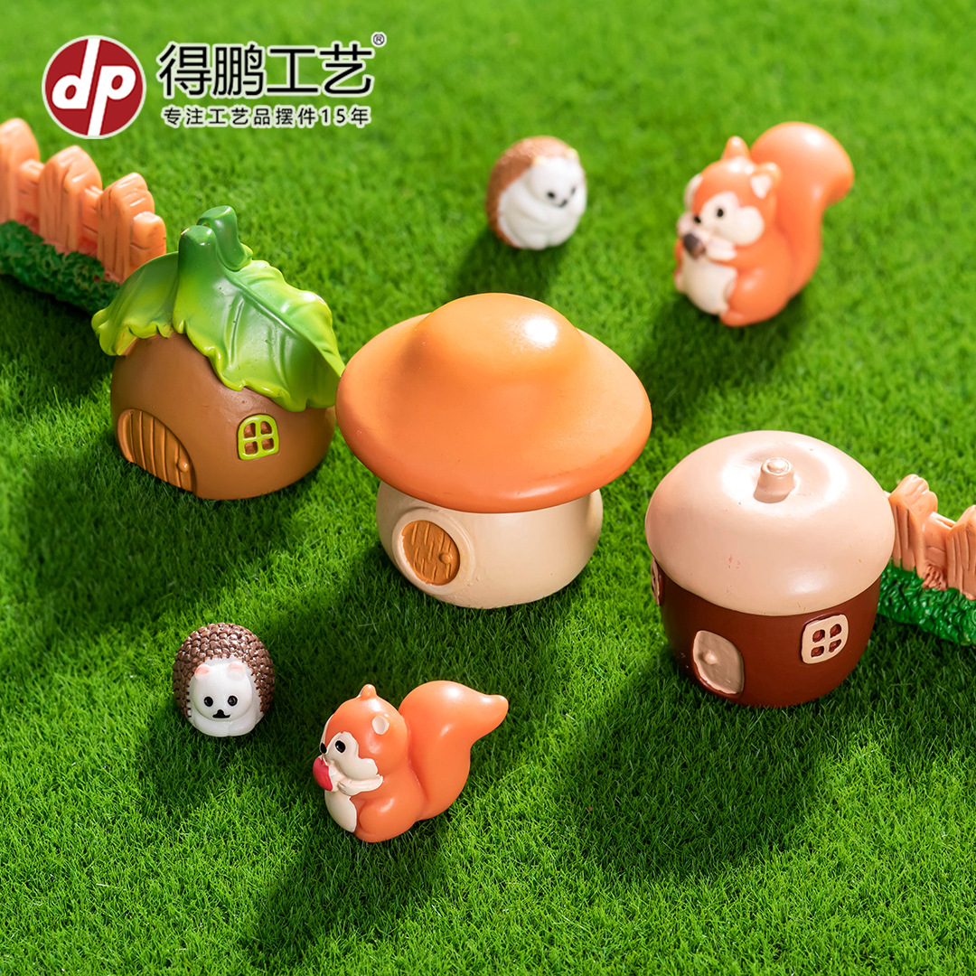 (2개) 마이크로 조경 장식품 창의적 귀여운 숲 나무 집 작은 집 수지 공예 DIY 데스크탑 장식 액세서리