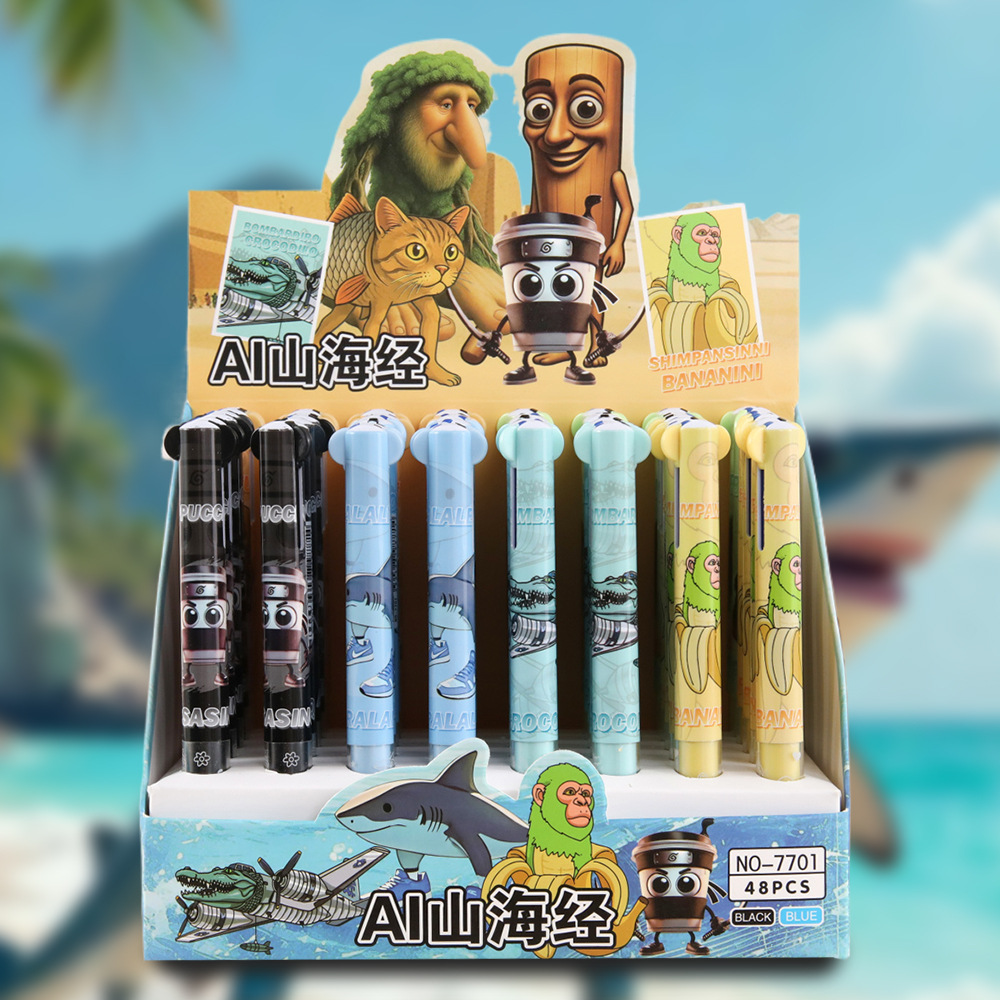 Cartoon series de bolígrafo de dos colores azul y negro bolígrafo de papelería para estudiantes pequeños regalos