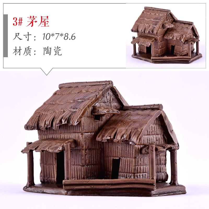 Pecera, rocalla, piedra absorbente, piedra de agua, casa, casa, casa, cabaña, micro paisaje, decoración carnosa, decoración de cerámica