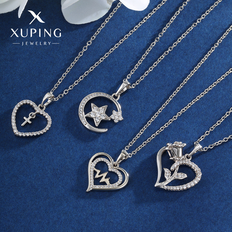 Aleación Xuping Europa y América cruzada simple collar en forma de corazón de alto nivel nicho de moda amor colgante joyas al por mayor mujeres