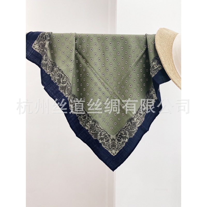 双面印花真丝羊毛丝巾女秋冬经典腰果花百搭气质丝巾保暖围巾跨境|undefined