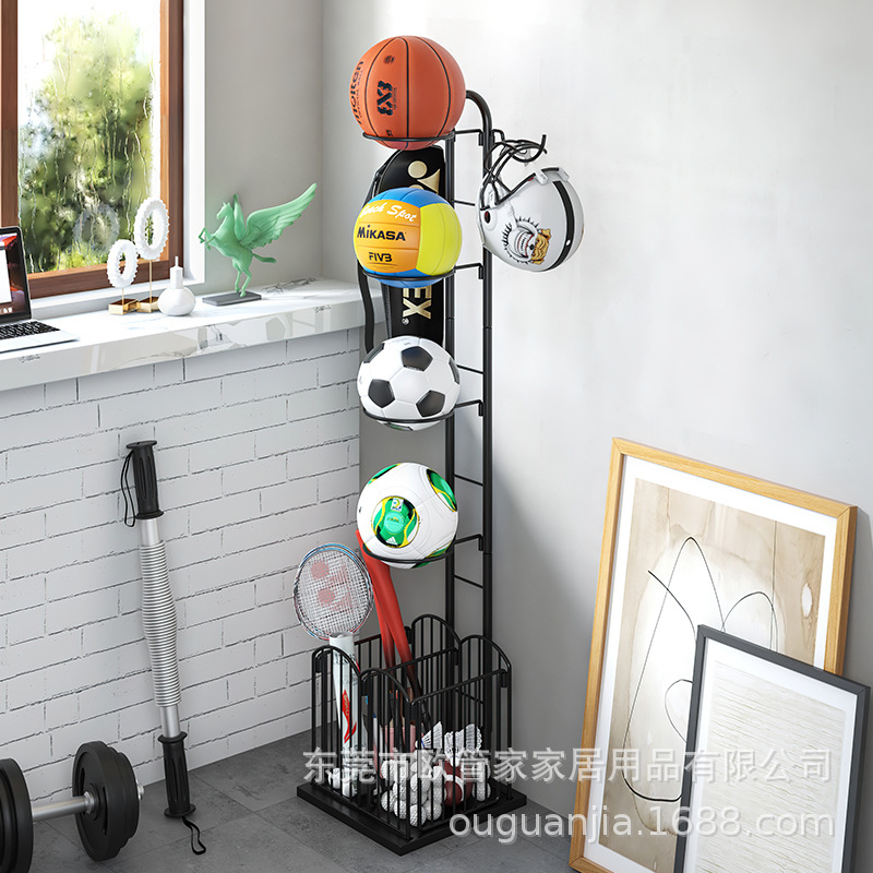Sala de estar baloncesto rack de almacenamiento de múltiples capas estante de almacenamiento de piso de acero al carbono voleibol Fútbol estante de almacenamiento de juguetes para niños en stock