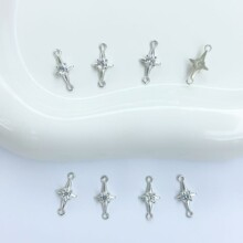 星星镶硞石双吊挂件耳环项链s925银饰品配件diy手工制作材料厂家
