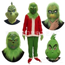 圣诞节服饰圣诞怪杰神偷绿毛怪格林奇面具头套派对服装亚马逊爆款
