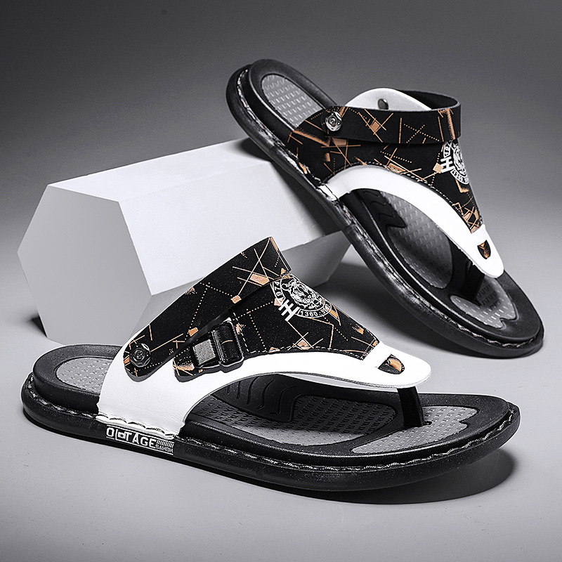 2023 Chinelos Masculinos Tendência de Verão Casacos Antiderrapantes Resistente ao Desgaste Sola Macia Chinelos Masculinos Praia Ao Ar Livre Sandálias de Dupla Utilização_voghion.com