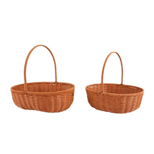 Postpartum gift set with eggs, fruits, and a flower basket featuring handmade woven floral hand-held basket and rattan basket for DIY flower arrangement