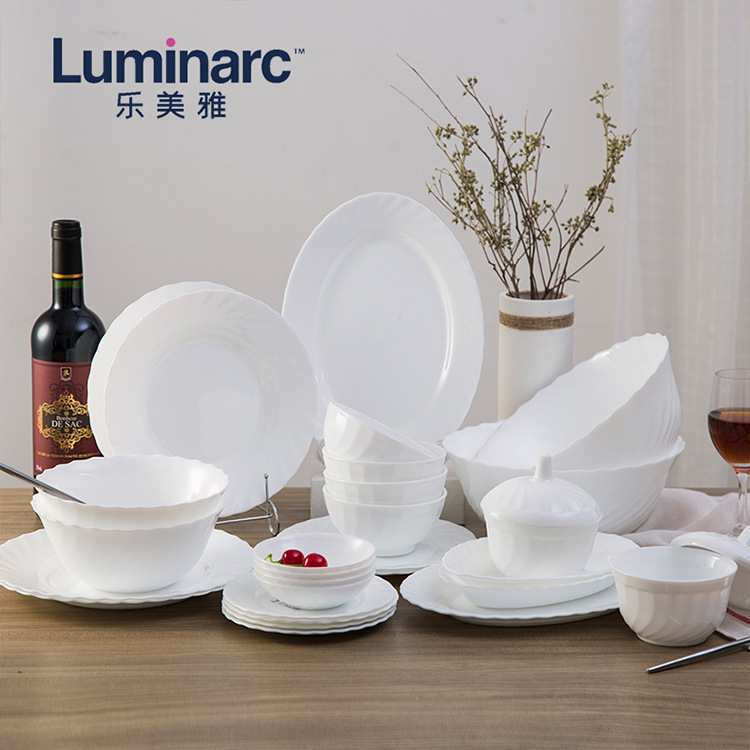 Lemeiyatreo Tableware Set Heat-resistant White Jade Glass Household Rice Bowl Soup Bowl Plate Microwave Oven Gift Box Lemeiyatreo Tableware Set Heat-resistant White Jade Glass Household Rice Bowl Soup Bowl Plate Microwave Oven Gift Box