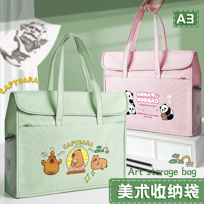 Bolsa de almacenamiento de arte de gran capacidad tipo cremallera portátil bolsas de archivos de estudio de estudiantes A3 bolsas de estudio grandes en stock al por mayor