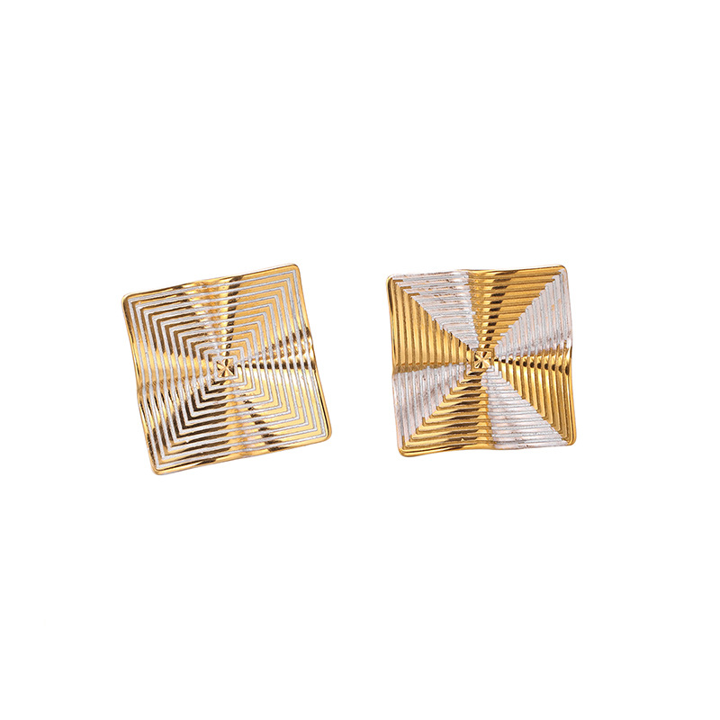 TENA Europa y los Estados Unidos transfronterizos inswind red roja geometría de diseño de rayas de rayas auriculares lujosas de alta calidad pendientes de acero de titanio