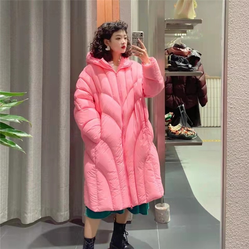 2026 Autumn/Winter New Jiangnan Style Women's Mid-Length down Jacket, 90% White Duck Down, Hooded Over-The-Knee Coat, Trendy