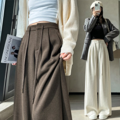 糯米羊绒阔腿裤女2025秋冬加绒加厚高腰垂坠感慵懒显高糯米休闲裤