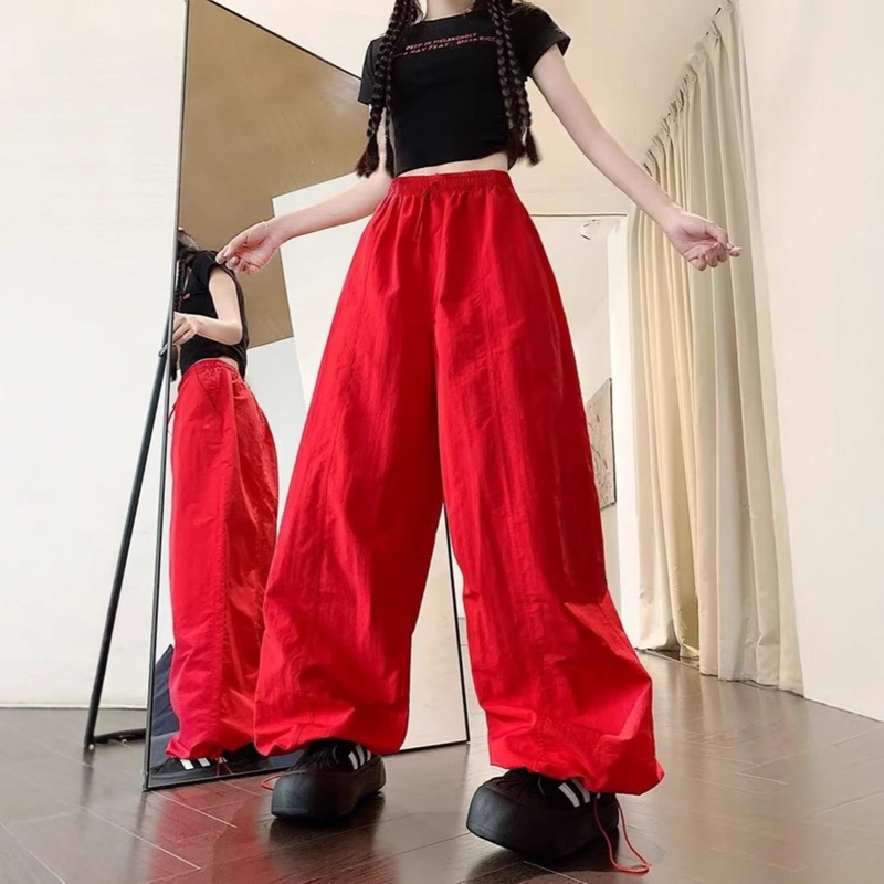 American Street Jazz Dance Hot Girl Loose Cargo Pants Women 2025 Summer Heavy Embroidery Straight Casual Parachute Pants American Street Jazz Dance Hot Girl Loose Cargo Pants Women 2025 Summer Heavy Embroidery Straight Casual Parachute Pants