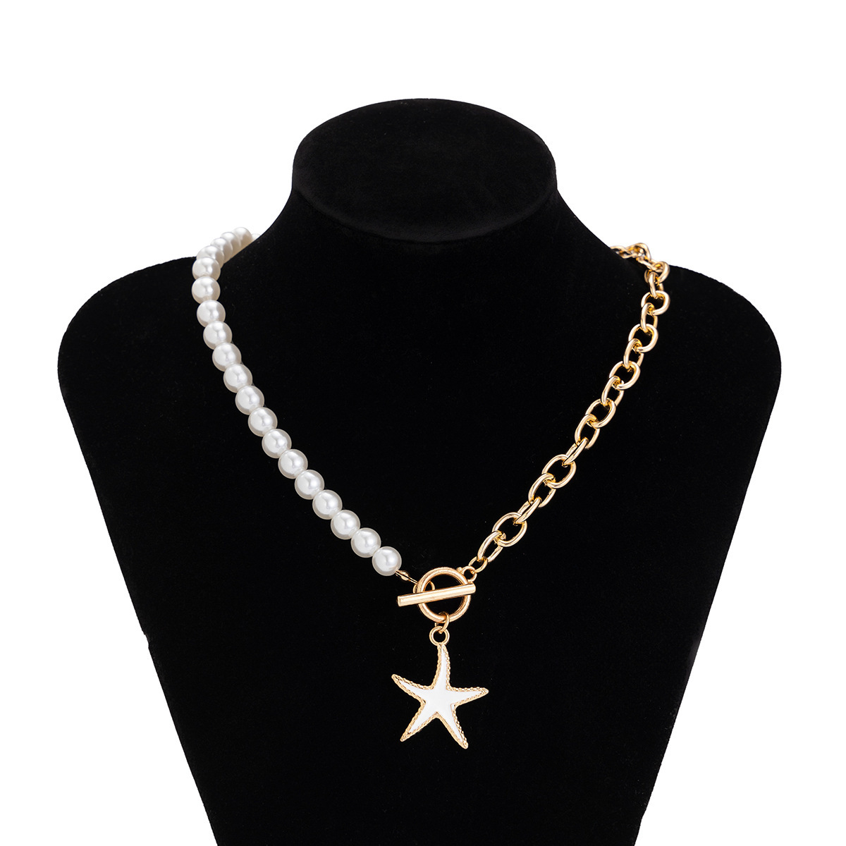 Set gioielli donna collana croce stella e perle sintetiche_voghion.com