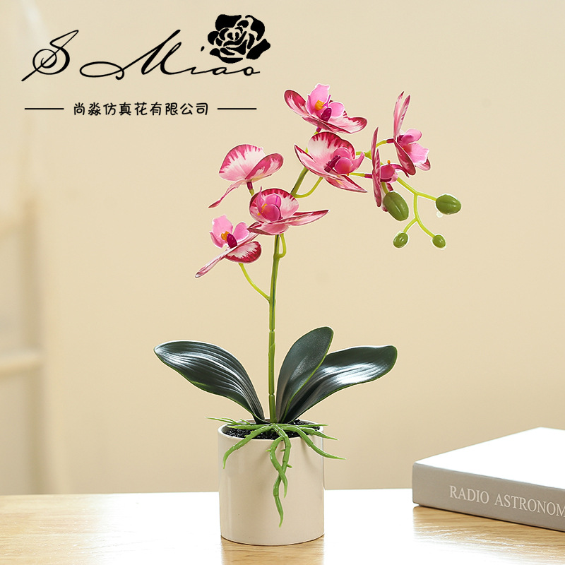 Flores artificiales con textura de película impresa en 3D, bonsái de orquídea Phalaenopsis, adornos creativos, flores artificiales directamente del fabricante, plantas artificiales en maceta image 7