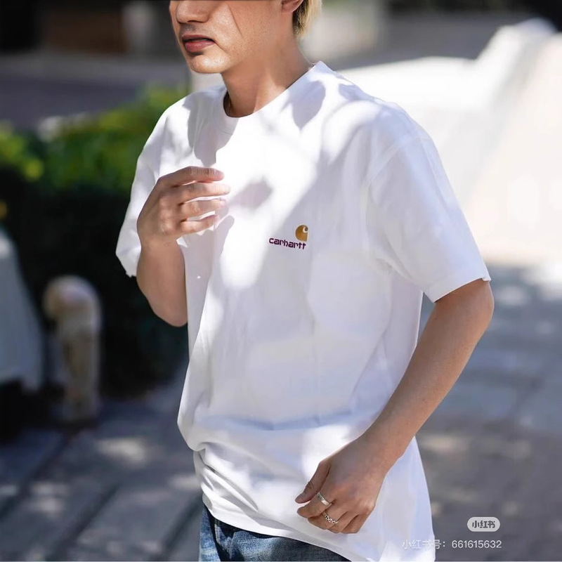 Cross-border CarhW Classic logo Small Embroidery Foundation Loose Youth Couple Commuter Leisure Short-sleeved 260gT-shirt