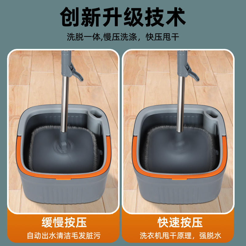 Dirty Water Separation Rotating Mop, Hands-Free Automatic Spin-Dry Mop, Dual-Use for Dry and Wet Cleaning, Ultra-Fine Fiber