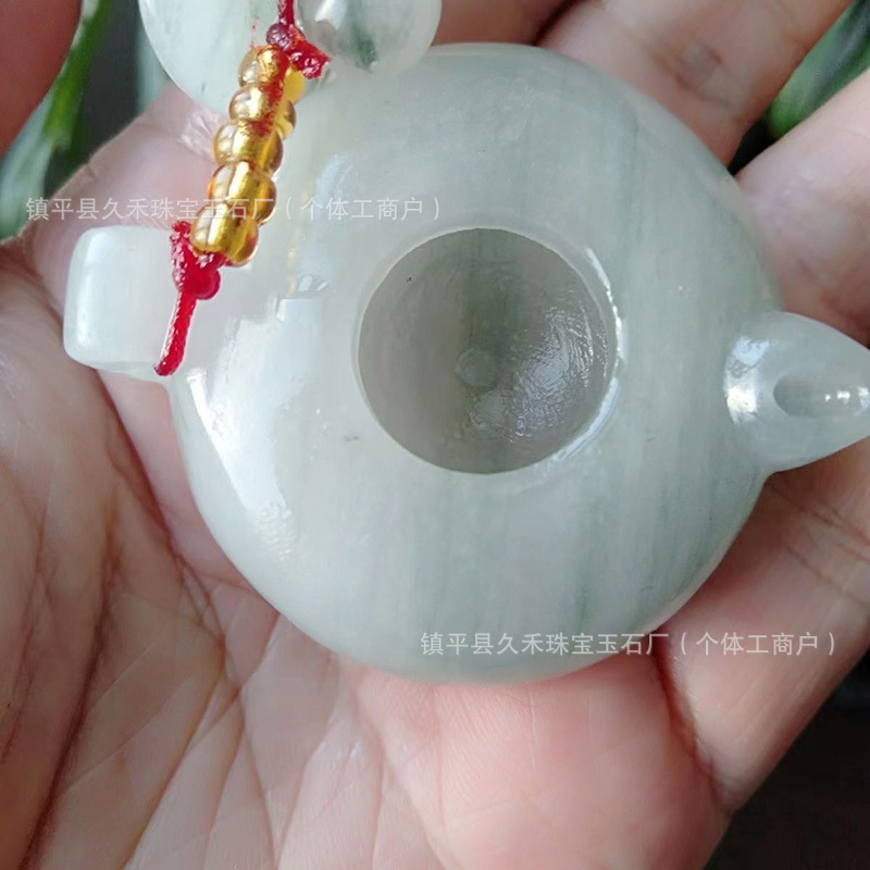 (2개) 천연 천산 옥돌 냄비 손잡이 조각 마작 손 놀이 조각 냄비 손잡이 차 세트 찻주전자 선물 장식품