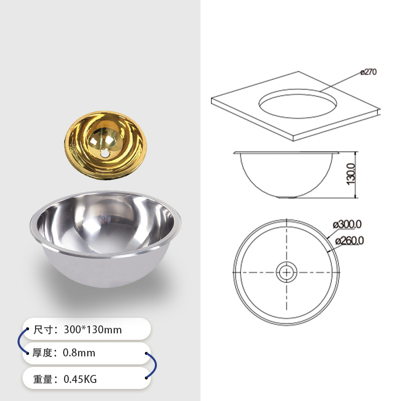 Guangrun Home RV Yacht Apartamento Mini Fregadero redondo de acero inoxidable GR-532A