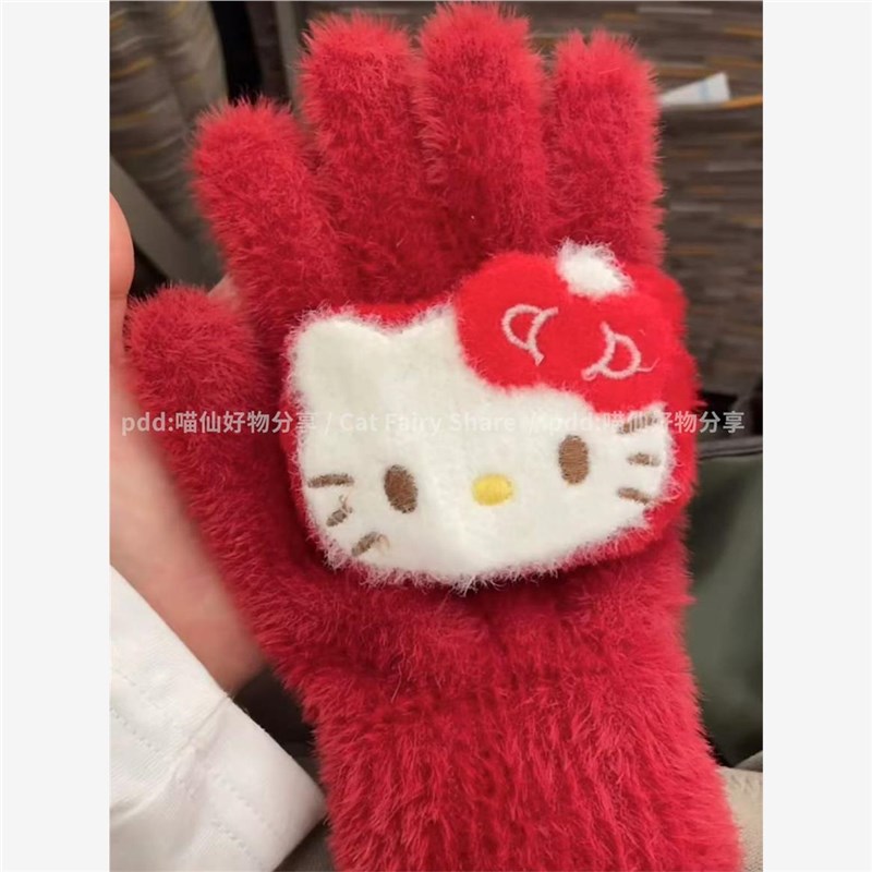 Cartoon festive red cute keep warm gloves