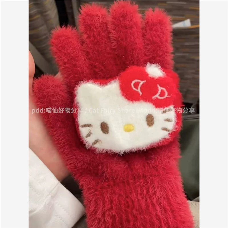 Cartoon festive red cute keep warm gloves