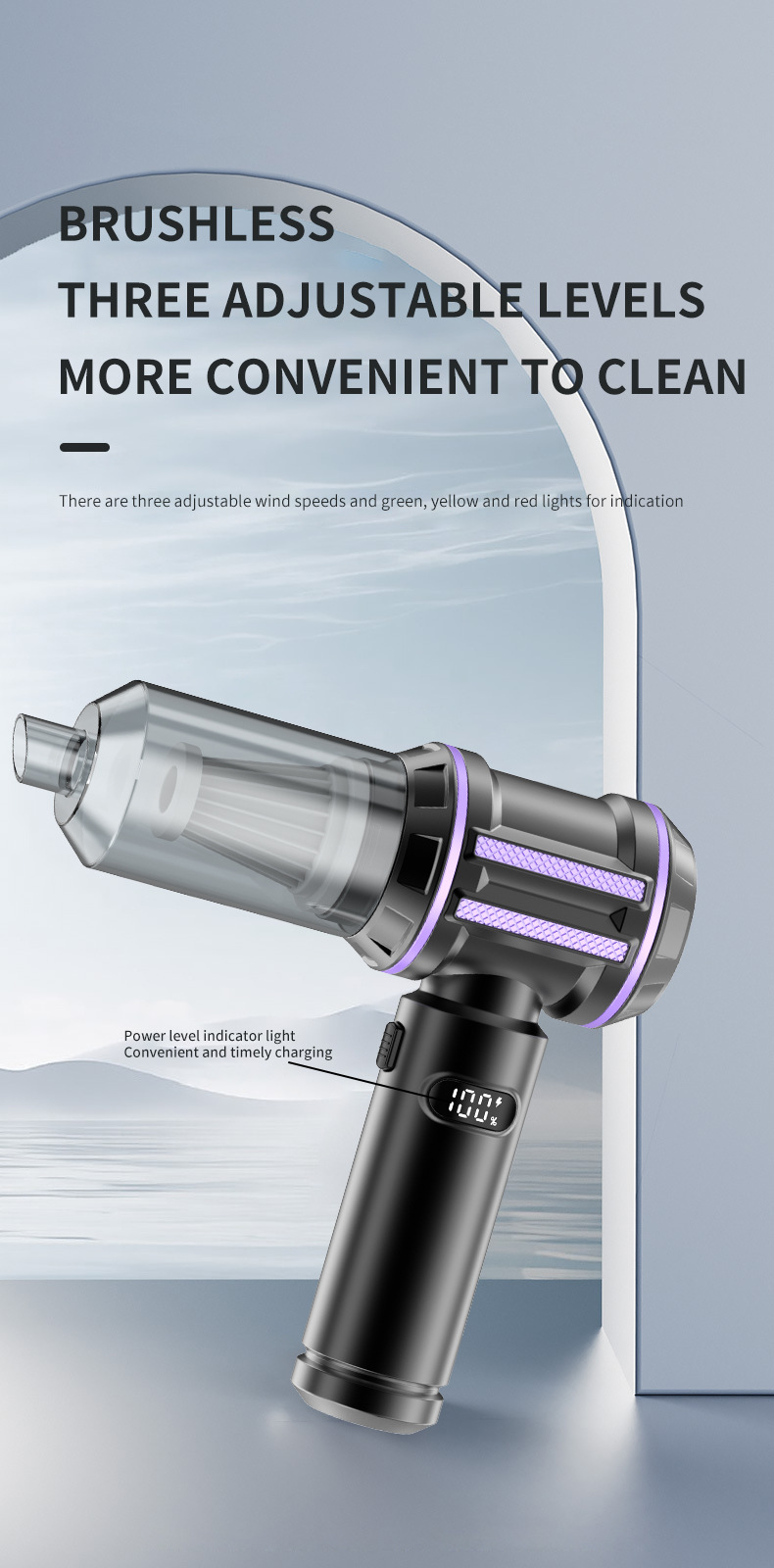 Wireless car vacuum cleaner for interior cleaning, suitable for home and car use, powerful mini vacuum cleaner for small vehicles