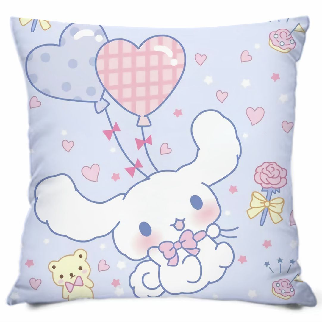 Almohada con estampado de dibujos animados de Sanrio, linda almohada de sofá para dormitorio, cojín de cabecera, cojín de asiento con soporte lumbar para coche
