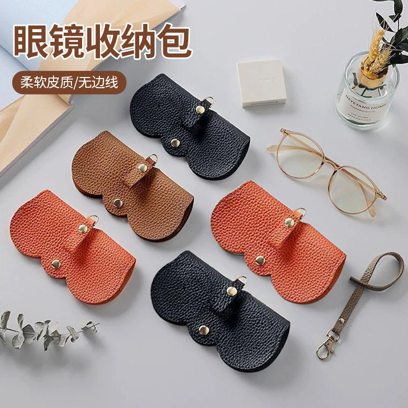 Сумка для глаз, портативная, простая, из искусственной кожи, со шнурком, складная, защитная крышка для солнцезащитных очков, двухслойная сумка для солнцезащитных очков с кнопками