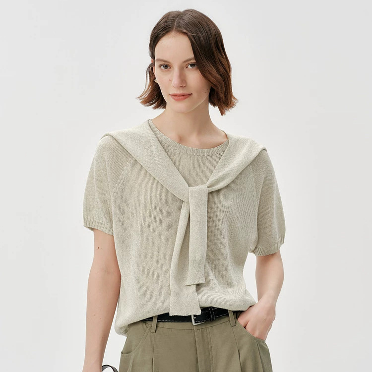 M**Meng Women's Clothing 2026 Summer New Casual Breathable Colorful Slimming Lyocell Short-Sleeve Knit Shirt 5H5932201