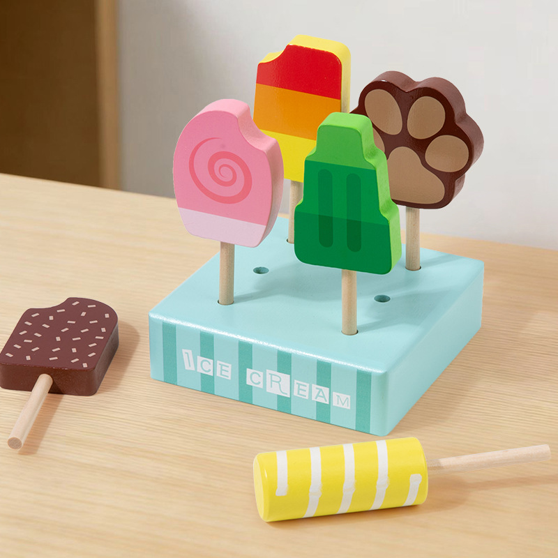 Juguetes de helado de madera simulación de helados para el hogar juego de juguetes de educación temprana materiales de seguridad regalo