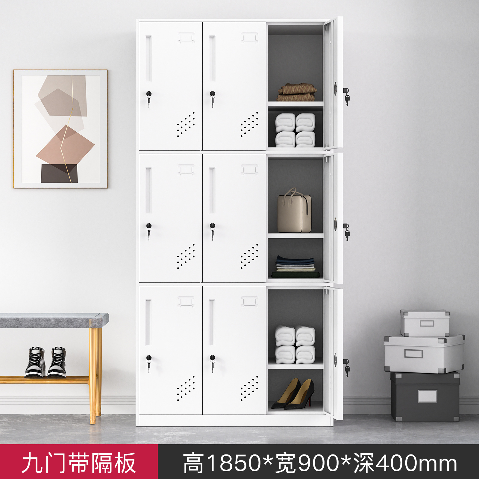 Armario de acero de borde estrecho color de dormitorio de personal armario de almacenamiento grueso baño gimnasio con cerradura cajón de armario