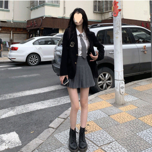 Sweet and Spicy College Style Long-Sleeve White Women's Spring and Autumn Tied-Waist Slimming Uniform Top with Unique Design