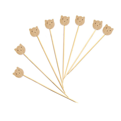 Bear skewer wooden cat fork bamboo skewer cute fruit skewer bear skewer flower skewer cocktail skewer fruit fork sushi fork