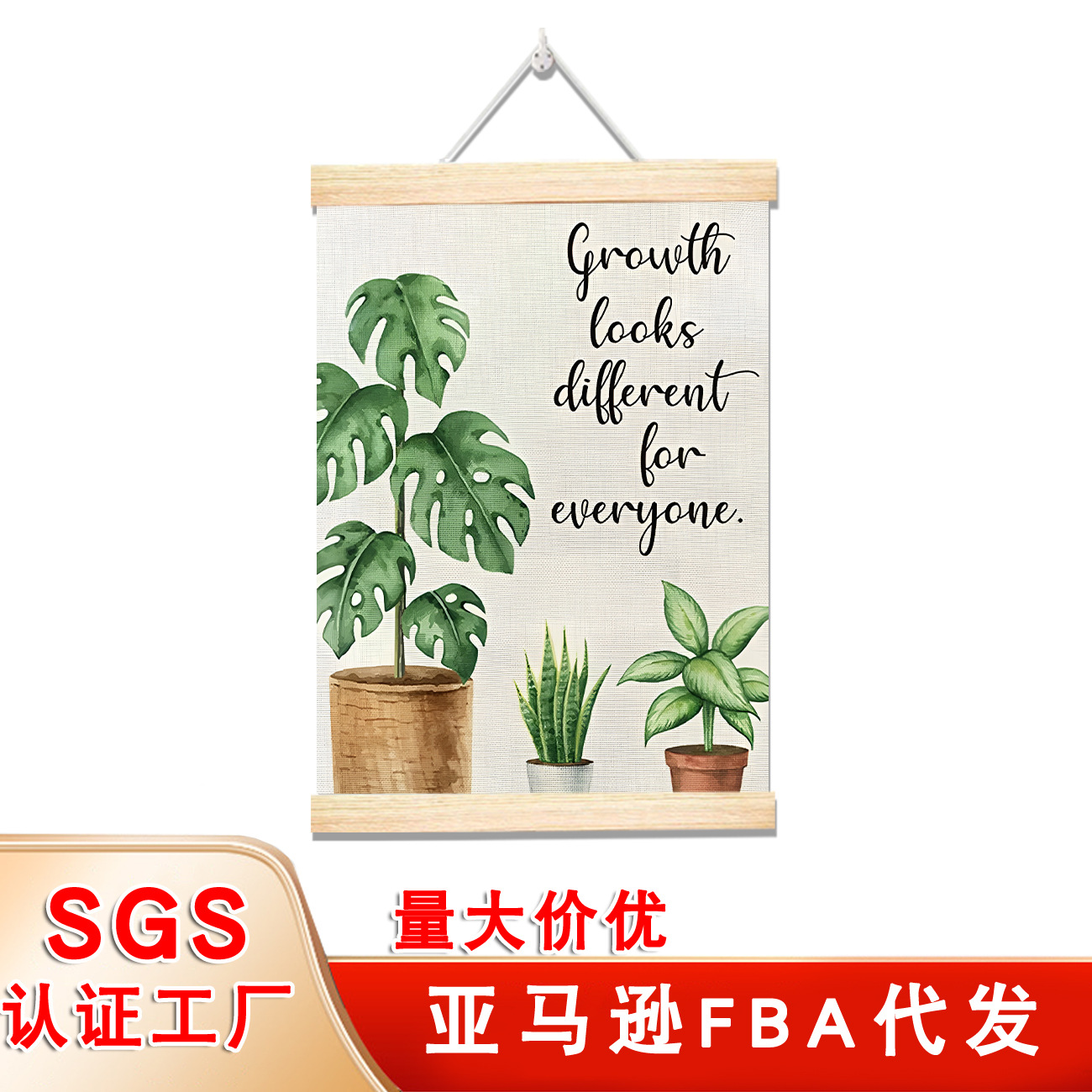 Amazon Inspirational Bedroom Hanging Painting Mental Health Poster Inkjet Canvas Solid Wood Scroll Living Room Decorative Painting