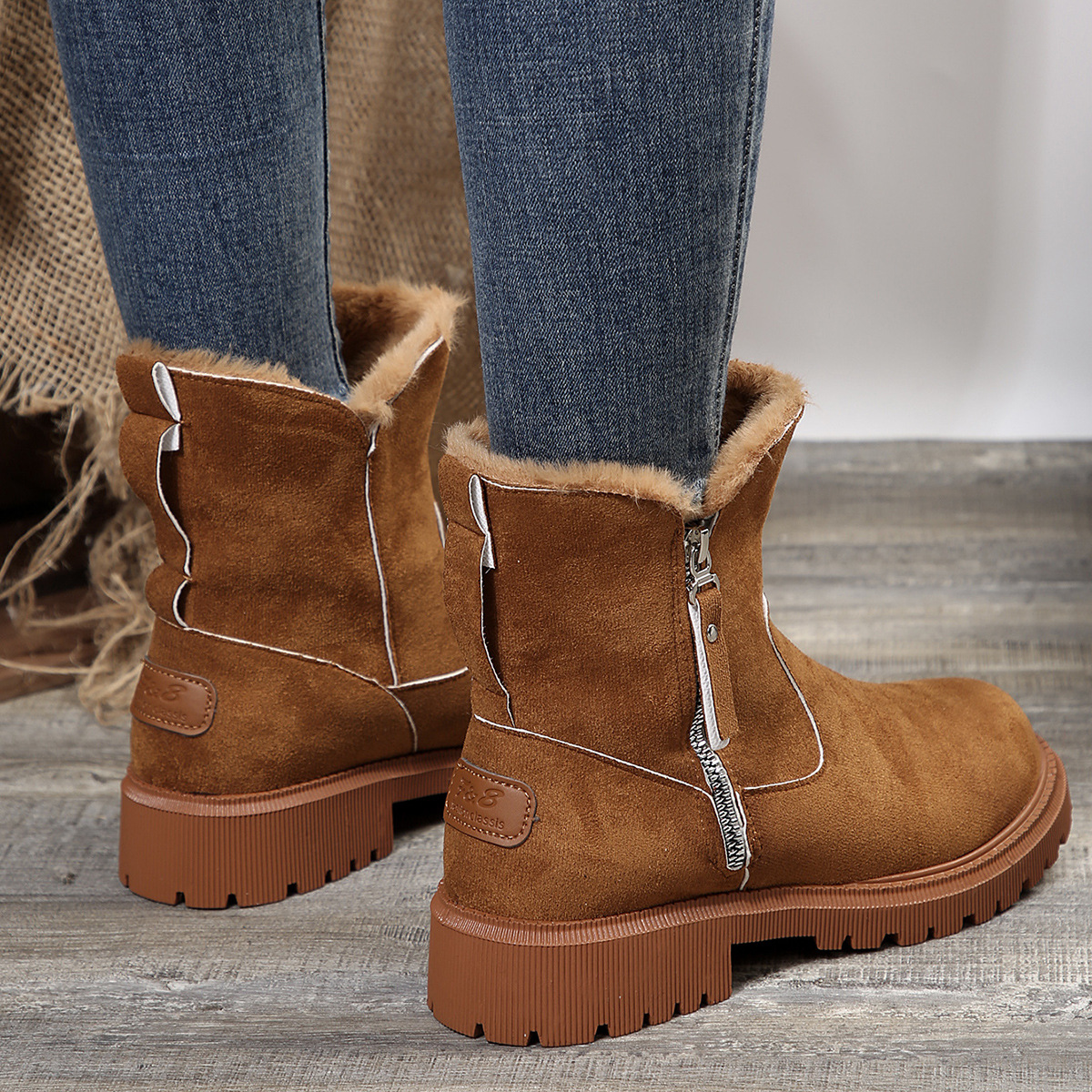 Snowboots dames suède korte winterlaarzen met bontvoering_voghion.com
