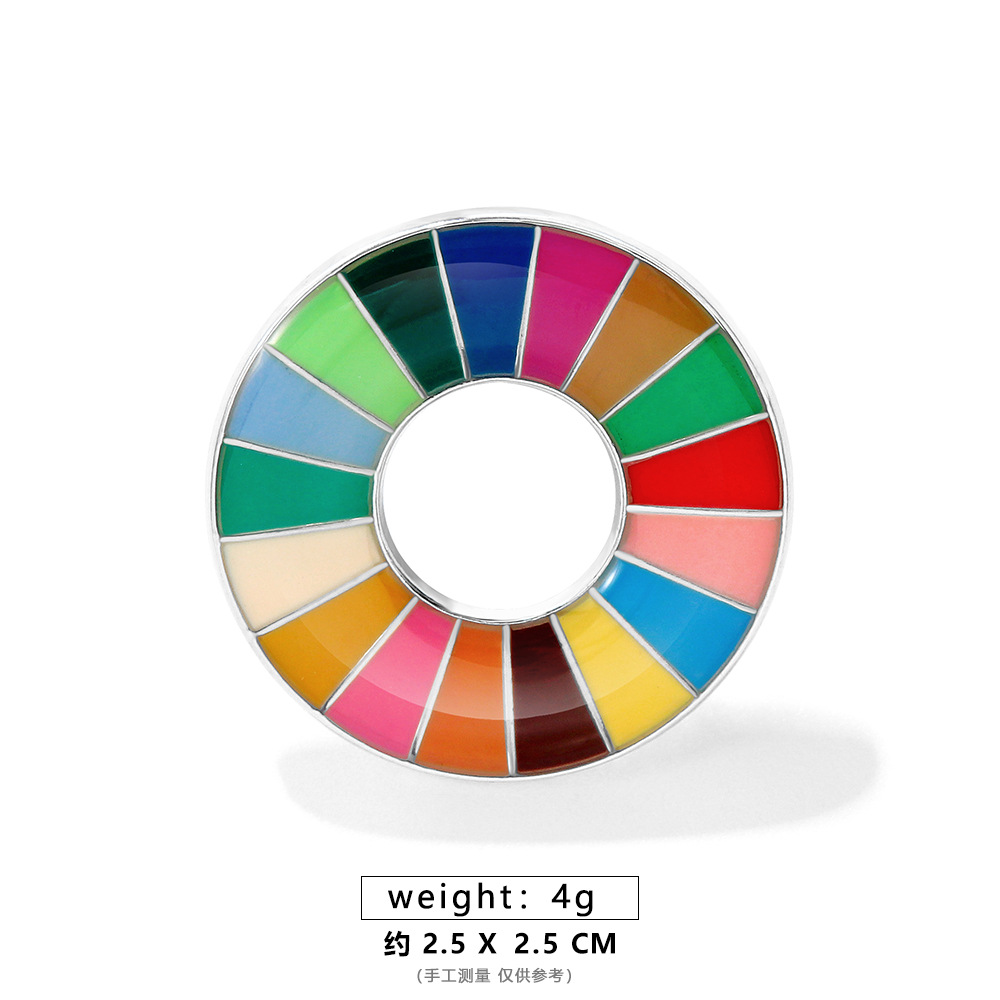 国連持続可能な開発勲章ブローチメタルピンカラフルなオイルドロップエナメルバッジ記念バッジ在庫あり