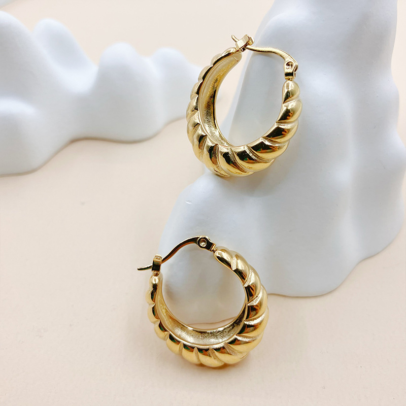 Retro Geometric Stainless Steel Plating Earrings 1 Pair