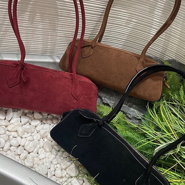 French-style niche sausage bag, vintage underarm baguette bag, genuine leather women's handbag, casual commuter versatile shoulder bag