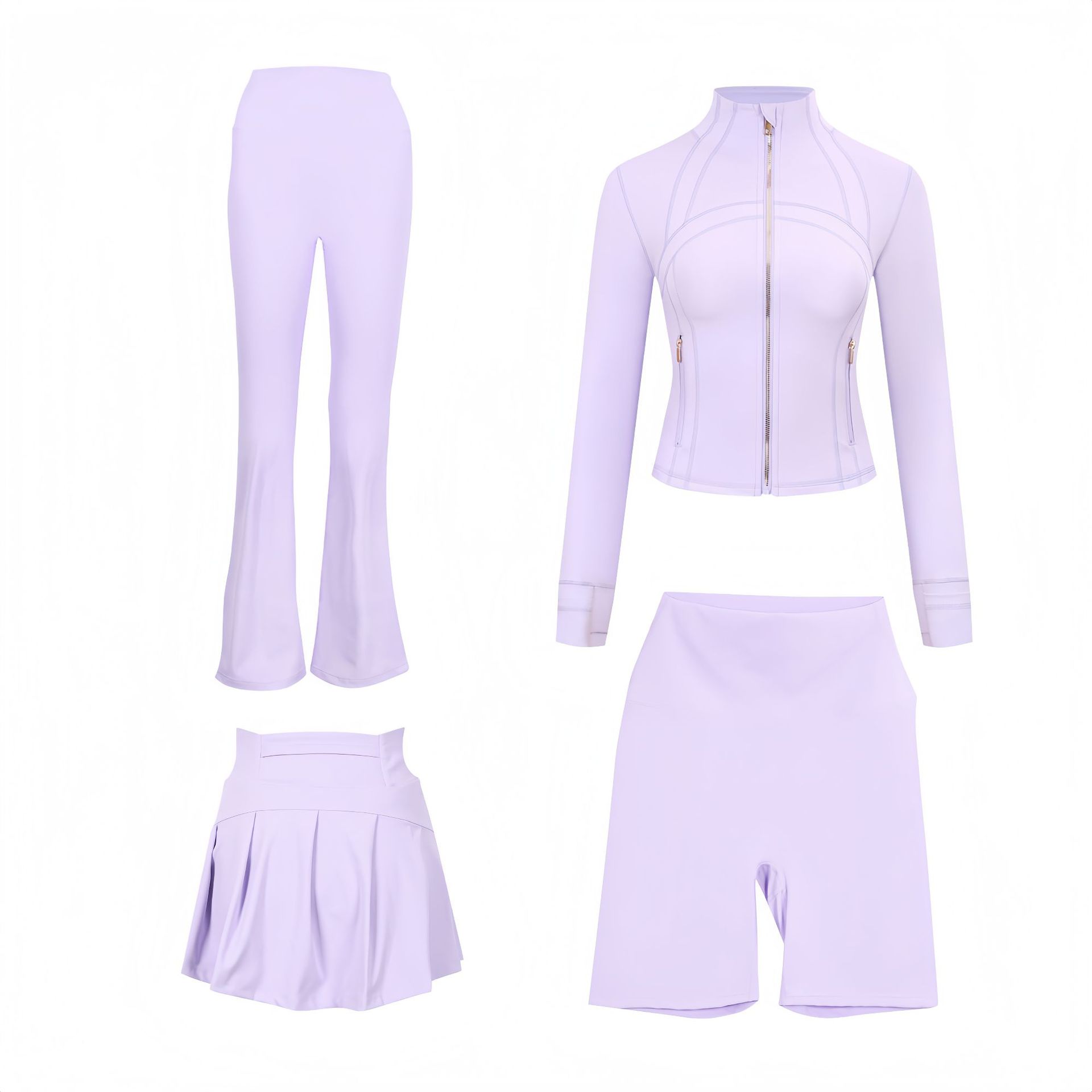 Women's Slim Fit Elastic Active Set With Jacket And Skirt_voghion.com
