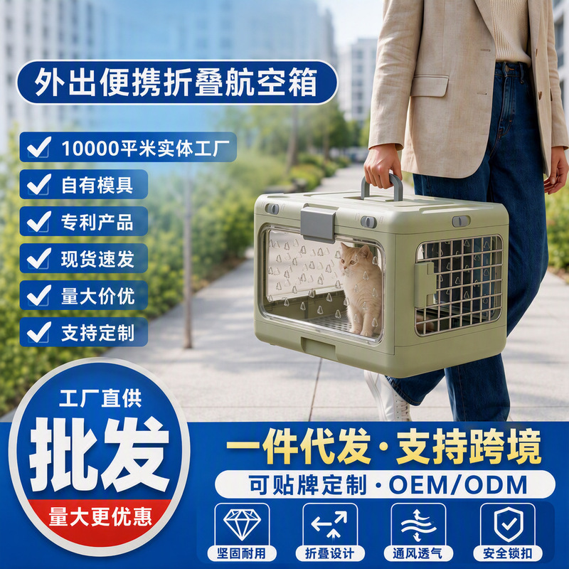 New cross-border foldable pet carrier, large portable travel case, cat travel car space capsule
