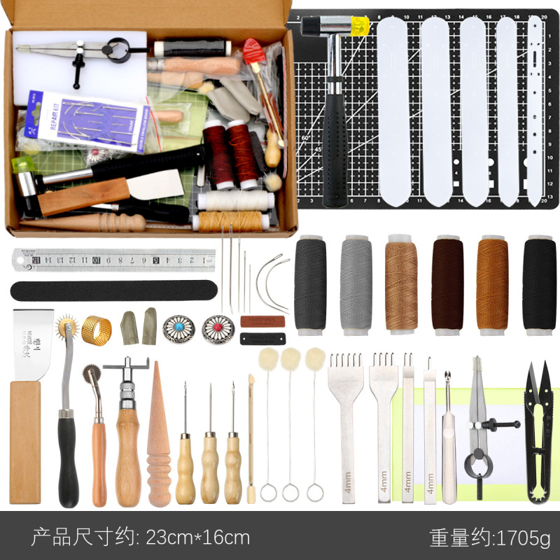 越境で人気の革細工用具、手縫いセット、DIY縫製針とワックス糸の組み合わせセット|undefined