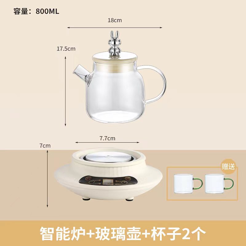 800ML 유리 냄비 2 컵 스마트베이스 (베이지)